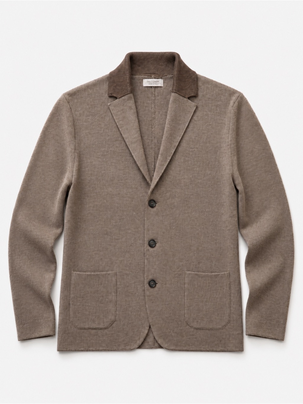 Falconeri Merino Wool Knit Cardigan Blazer Brown US 44 XL Made In Italy